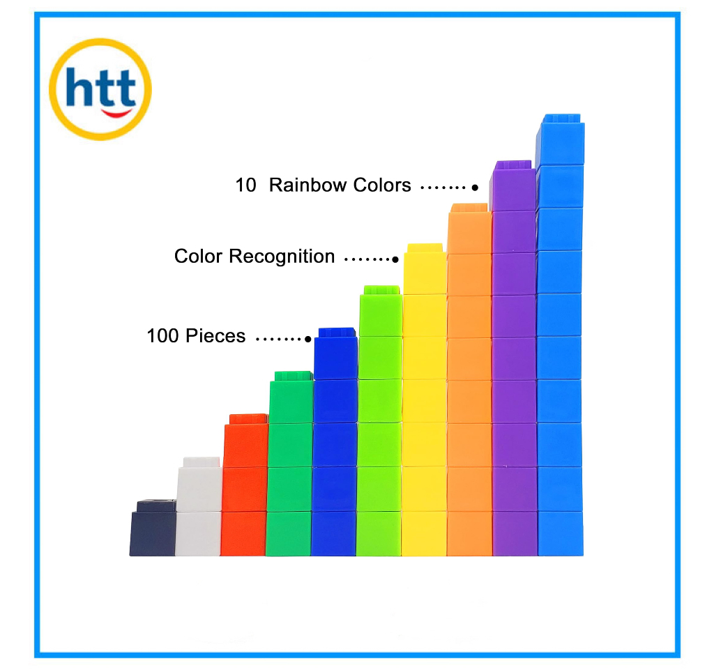 100PCS Rainbow Counting Cubes in 10 Colors, Colorful Math Cubes, Classroom Preschool Learning Counting Toys