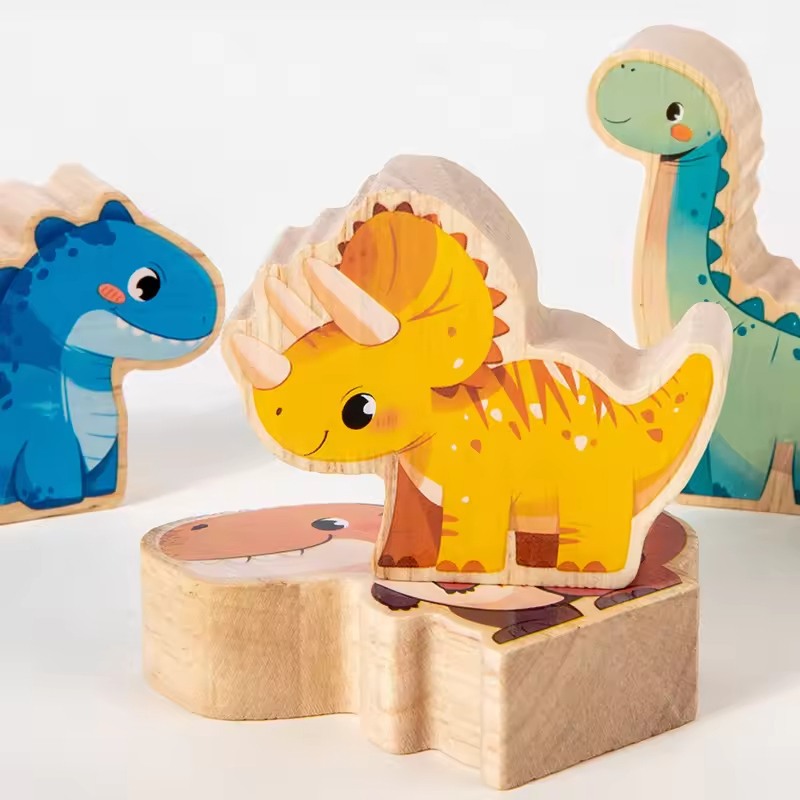 Dinosaur-Themed DIY Wooden Balance Stacking Blocks Set Educational Early Learning Building Toy for Children