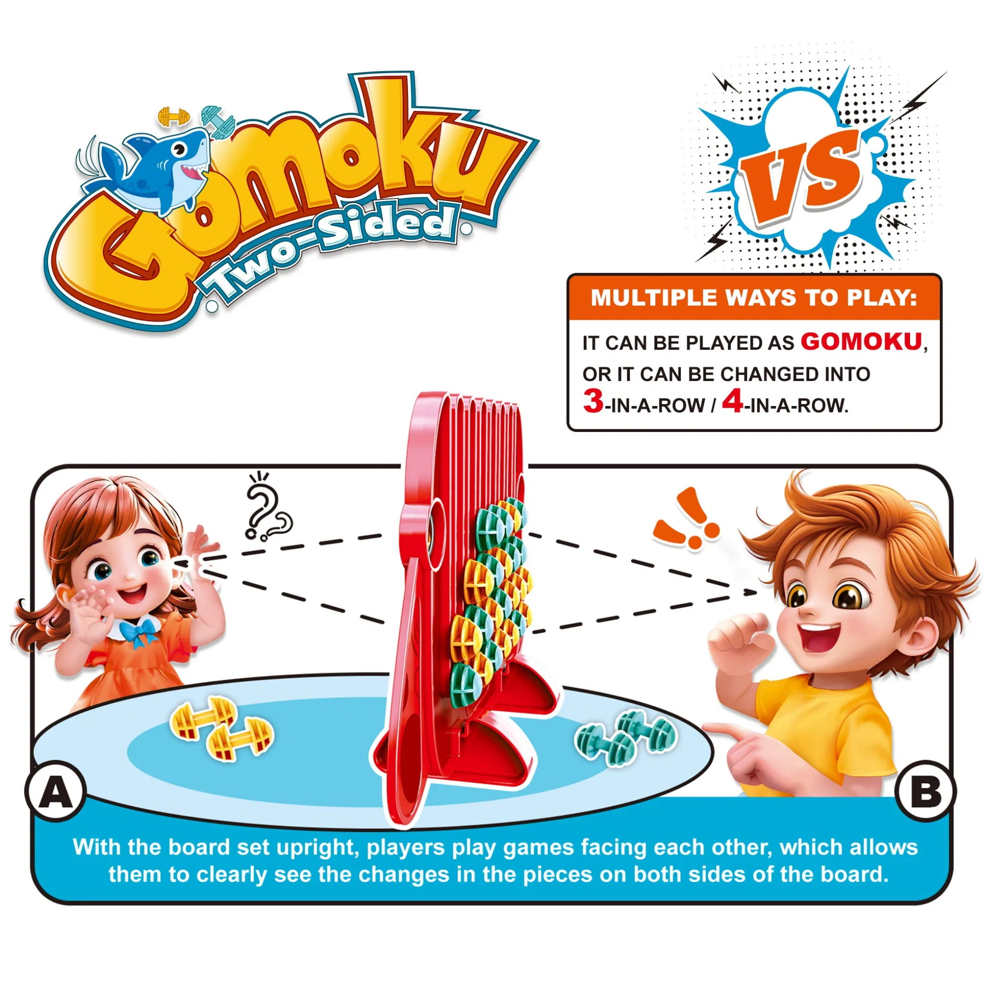 Bulk Wholesale Toy Manufacturer Two-Sided Gomoku Connect 4 Game Kids Educational Interactive Desktop Board Game for Family Party