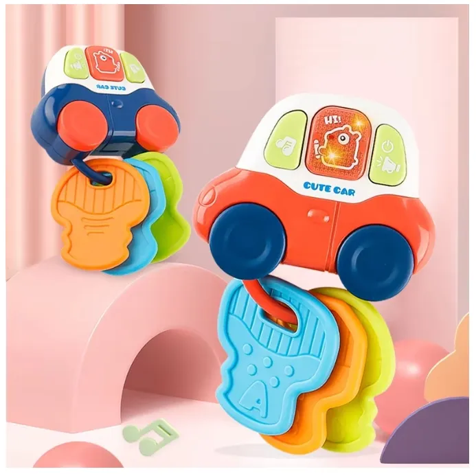 Early Educational Baby Teether Rattle Toy Musical and Light Car Toy Sensory Learning Baby Rattle Teether Toy