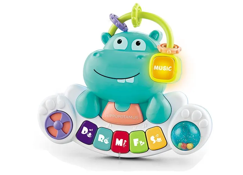 Montessori Keyboard Toy Baby Musical Early Learning Piano Cute Hippopotamus Design Interactive Toy