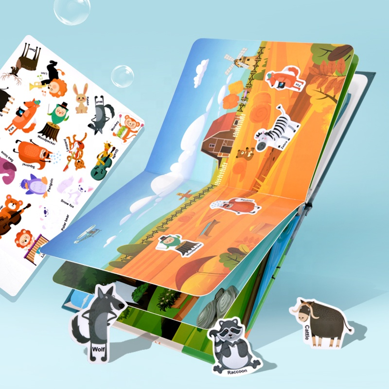 AiJH Children Learning Magic Sticker Jelly Book Animal Traffic Activity Cognitive Quiet Book Early Educational Toy for Kids