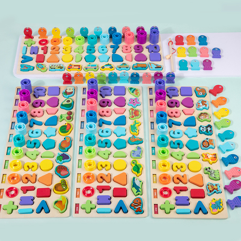 Best Value Children's 5 In1 Logarithmic Board Digital Shape Matching Puzzle Juguetes Early Education Toys For Kids Boys Girls