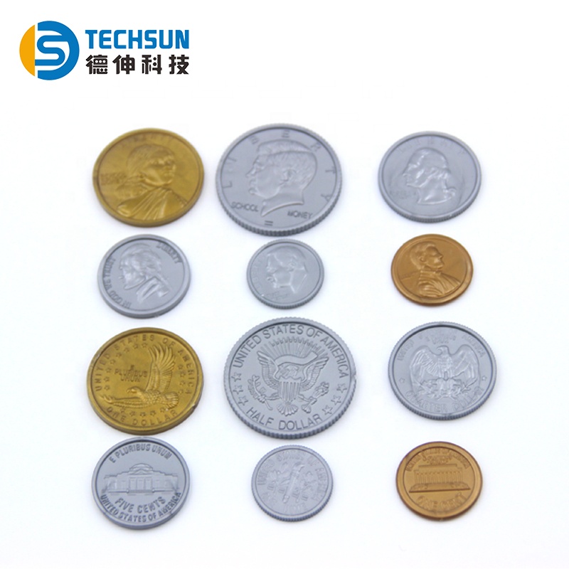 Kids Math Toys Plastic US Coins Set for Play Educational Teaching Coin Collection
