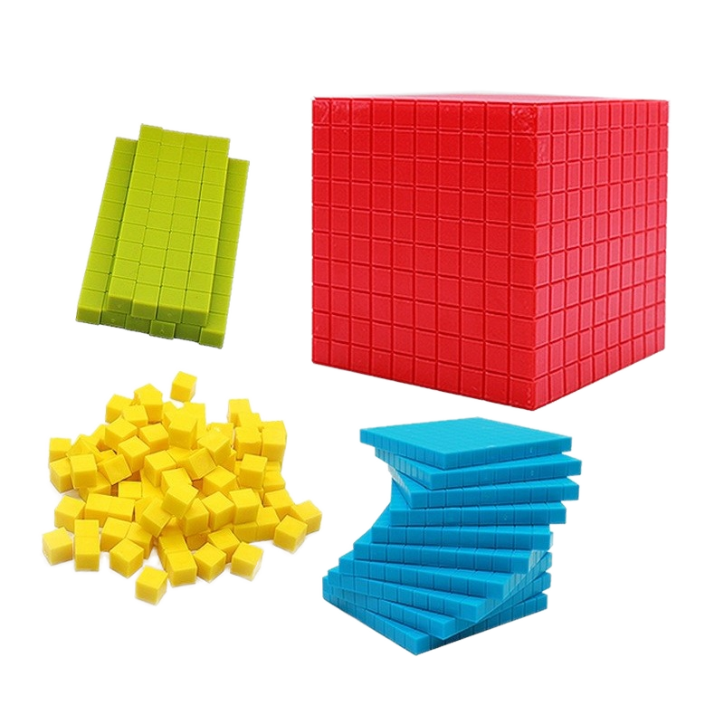 Base Ten Blocks Set Plastic Mathematics Educational Toys for Introduction to Quantity and Decimal for Math Lessons
