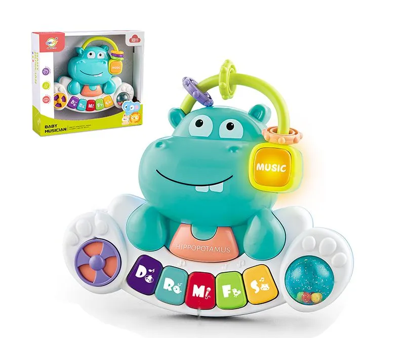 Montessori Keyboard Toy Baby Musical Early Learning Piano Cute Hippopotamus Design Interactive Toy