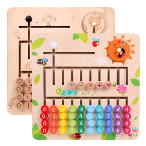Montessori Wooden Colorful Math Calculation Maze Board Primary School Children Cognitive Teaching Aids Toy Mathematical Skills