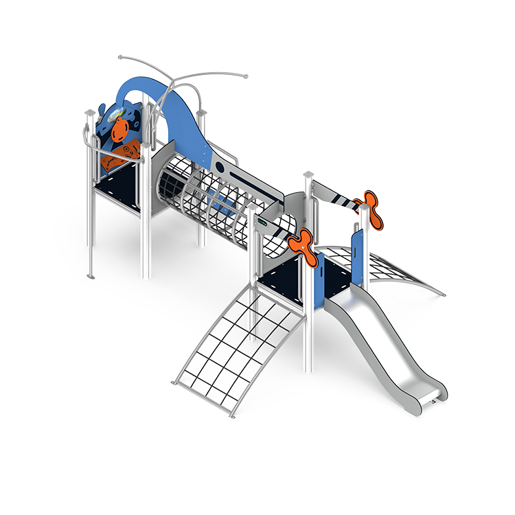 Customize Helicopter Design HPL Compact Panels Slide Kids Outdoor Playground Equipment With Tunnel