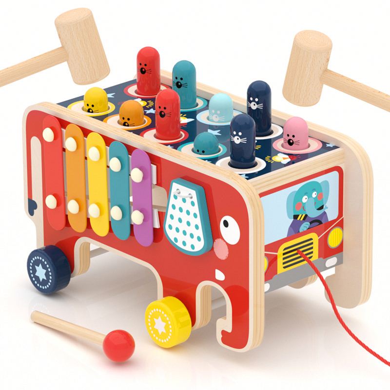 Wholesale Children's Animals Whack-a-Mole Montessori Preschool Color Education Toys Fun Wooden Play Toys