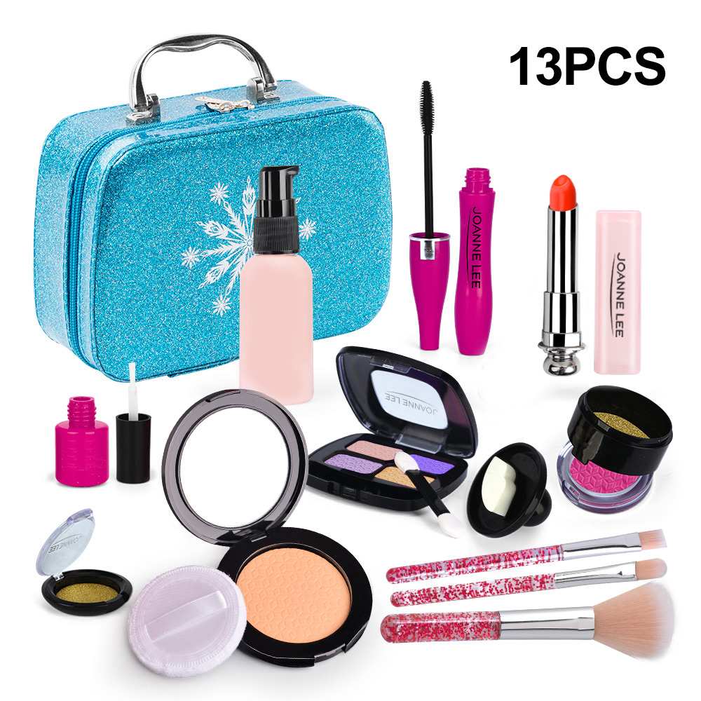 Hot Selling 20PCS Plastic Simulation Beauty Fashion Toys Little Girls Pretend Play Non-smeared Makeup Toy Set with Bag Non-Toxic