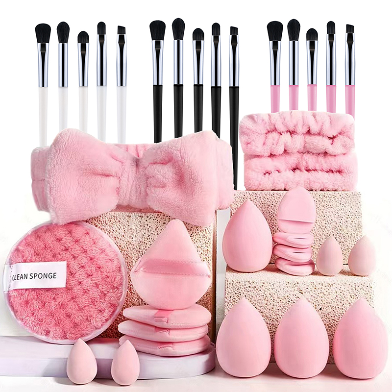 Hot Selling Complete Vegan Makeup Tool Set 35pcs With Natural Hair Handle For Travel For Eye And Lip Balm Use