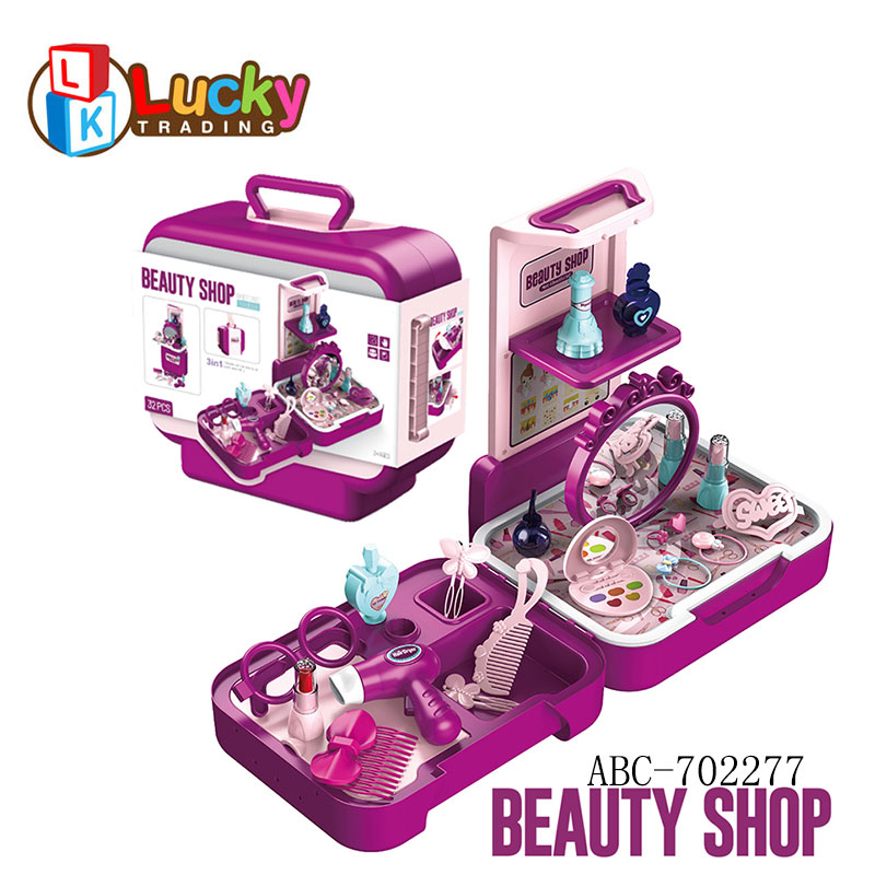 Easy Carry Toy 32Pcs Briefcase Pretend Girls Make up Shop Kids Play Beauty Set Toys
