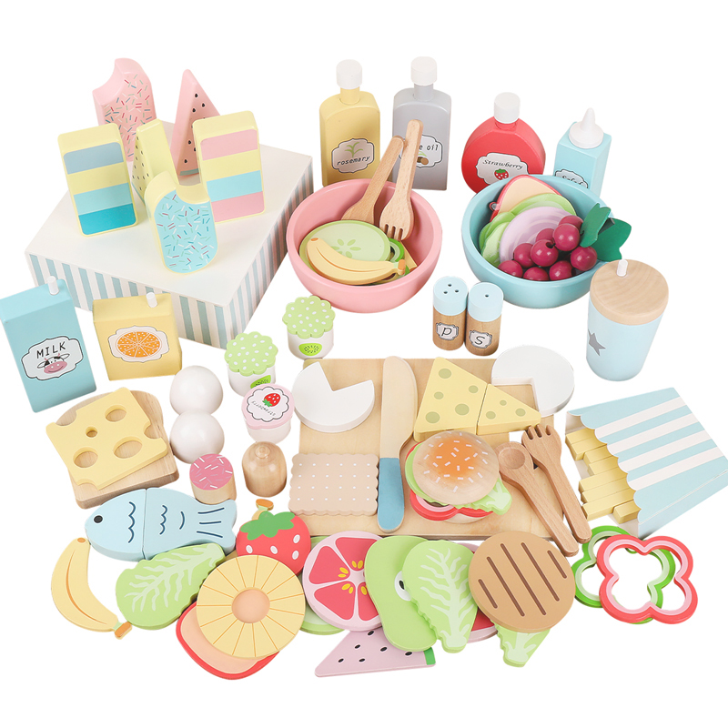 Household Play Kitchen Toy Role-playing Boy and Girl Birthday Gift Hamburgers with a Combination of Vegetables and Fruits