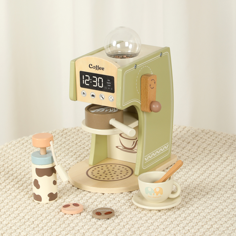Wooden Kitchen Toys Coffee Maker Blender Bread Maker Set Kids Role Play Montessori Educational Pretend Simulation Food Learning