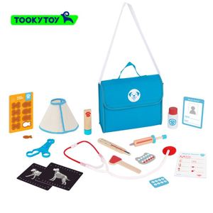 Wooden Pet Vet Doctor Toy Tool Set Medical Box Game Simulation Pretend Play Educational Toys for Kids