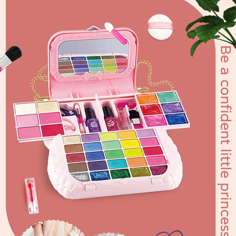 Children's Playhouse Portable Beauty Makeup Set Washable Girl Birthday Gift Princess Handheld Box Cosmetics Toy