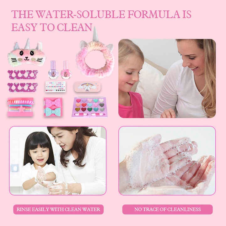 EPT Fashion Makeup Plastic Toy Set Kids Beauty Set Real Makeup Nail Polish Manicure Children Cosmetic Set Girl Make up Toys