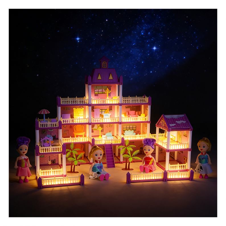 Plastic Castle Mansion Toy House with Bedroom Kitchen Bathroom Furniture-DIY Pretend Play Gift for Girls &amp; Family Fun