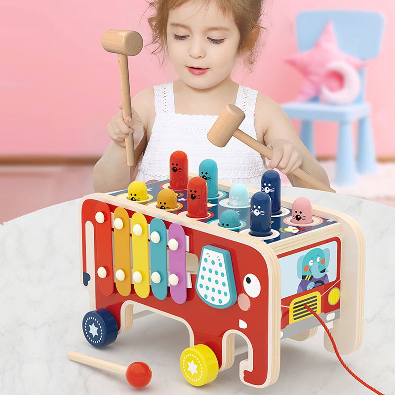 Wholesale Children's Animals Whack-a-Mole Montessori Preschool Color Education Toys Fun Wooden Play Toys