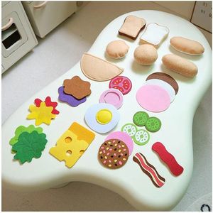 Soft Reusable Felt Food Sandwich Set Preschool Kitchen Education Pretend Play Toys for Kids 3-7 Years with Custom Logo