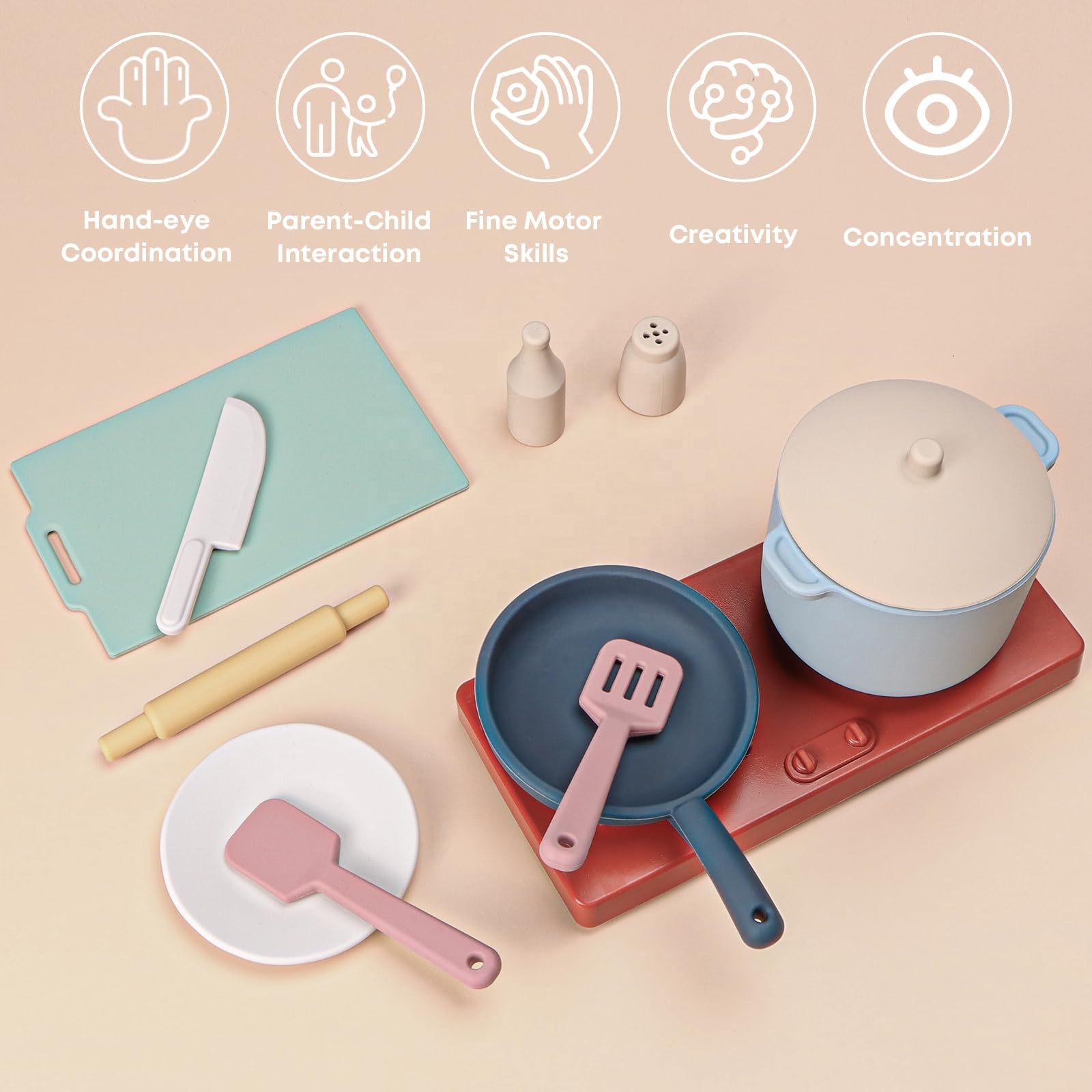 Silicone Kitchen Pretend Play Toy Sets Baby &amp; Kids Dishwasher Safe Tea Cup Dishwasher Furniture Toys for Kids Role Play Kitchen