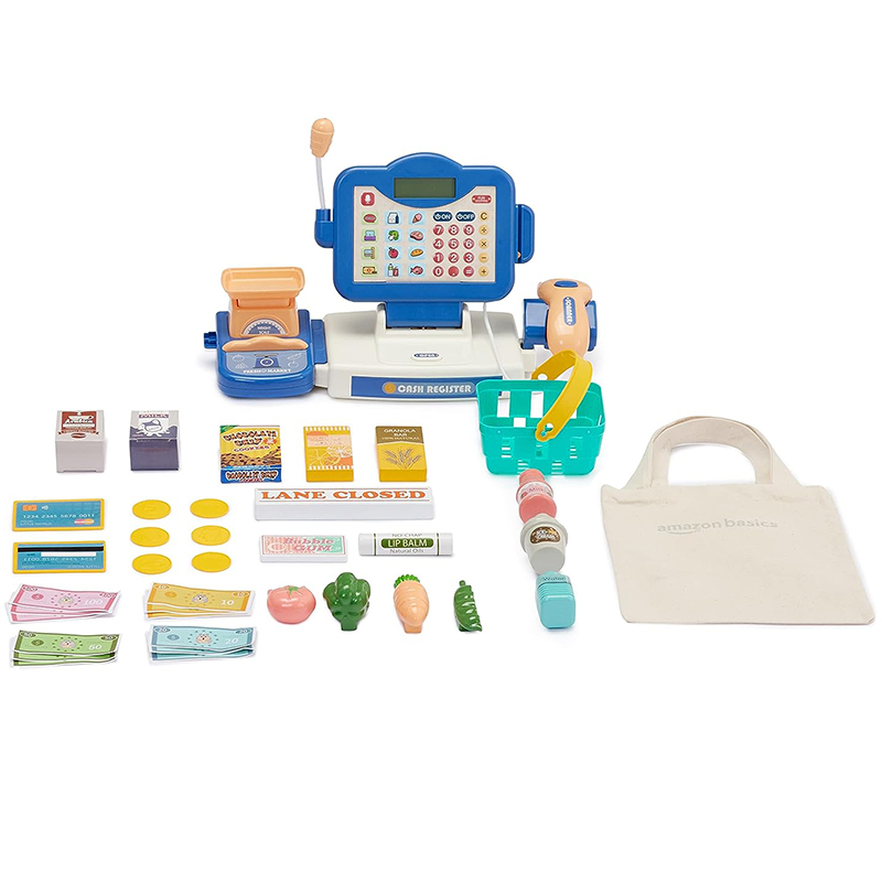 Supermarket Toys Kids Education Pretend Play Shopping Cash Register Table Pretend Toy Set for Children