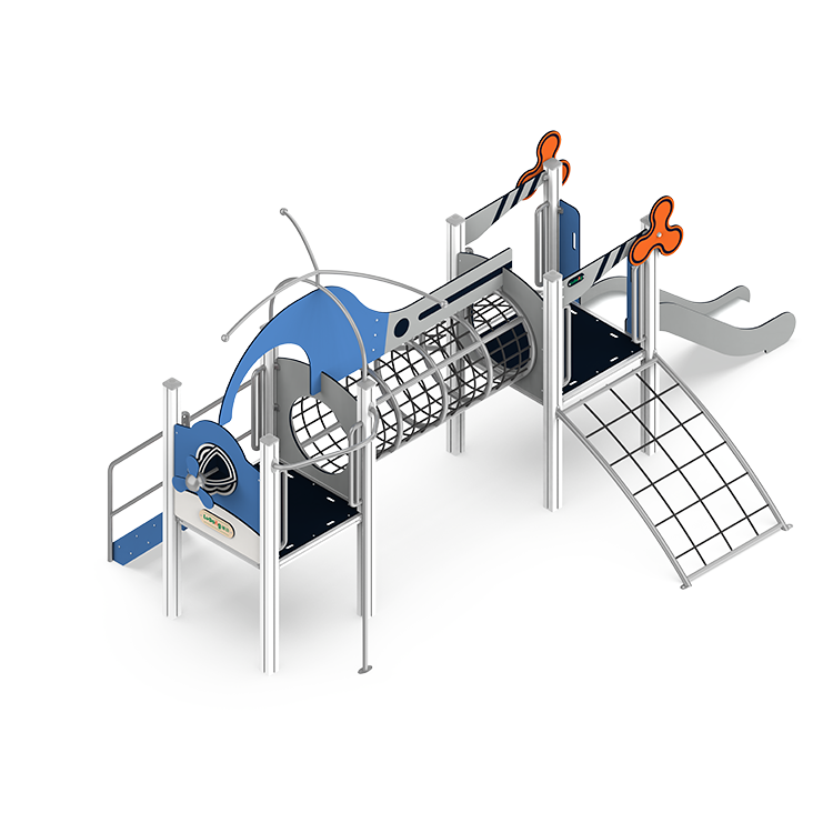 Customize Helicopter Design HPL Compact Panels Slide Kids Outdoor Playground Equipment With Tunnel