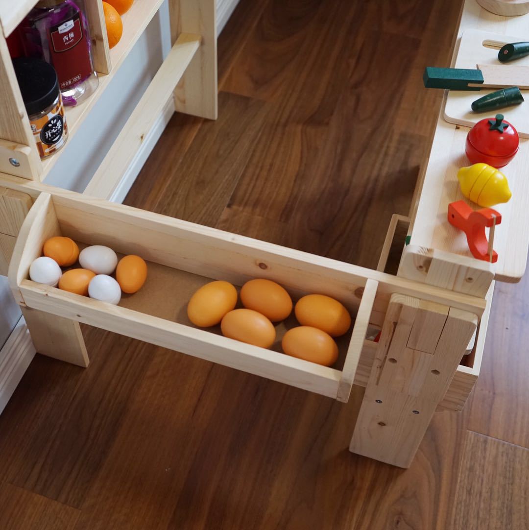Hot Wooden Children Role Play Toy Simulation Shop Wooden Fruits Vegetables Supermarket Grocery Shopkeeper Cart Stand Kitchen Toy