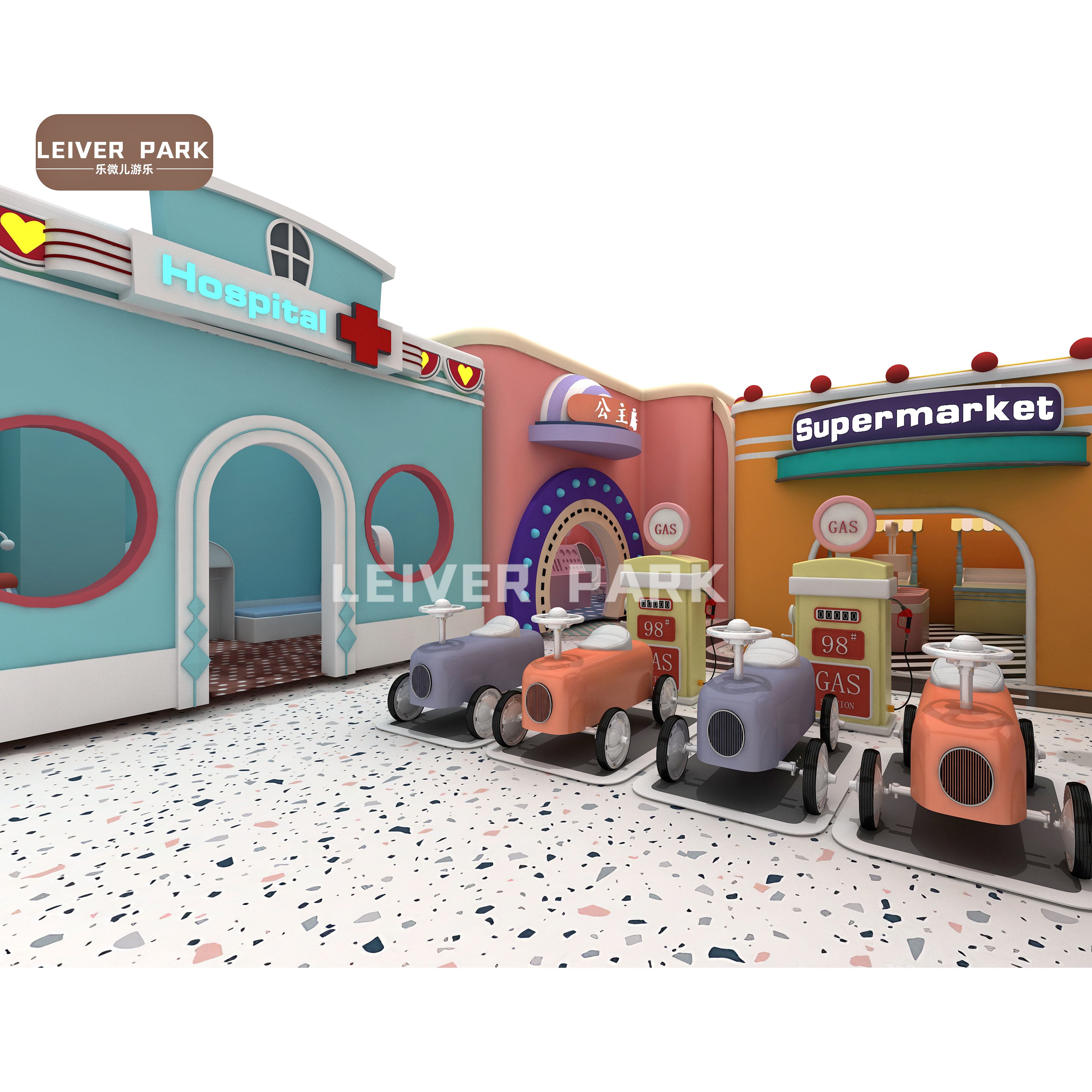 Kids Role Play House Supermarket Kitchen Police Doctor Station Kids Game Room Set Kids Pretend Playground