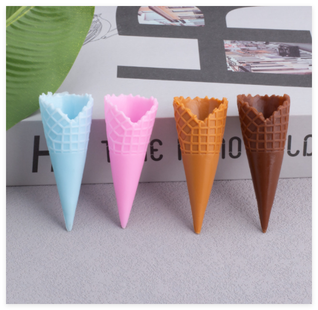 Diy Miniature Luxury Ice Cream Cone Resin Craft Food Charm Art Sculpture Kid Early Educational Pretend Play dollhouse 3D Toy