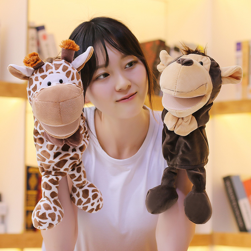 New Animal Finger Puppet Large Plush Animal Hand Puppet Children's Toys Monkey Cow Duck Elephant Role Play Toy