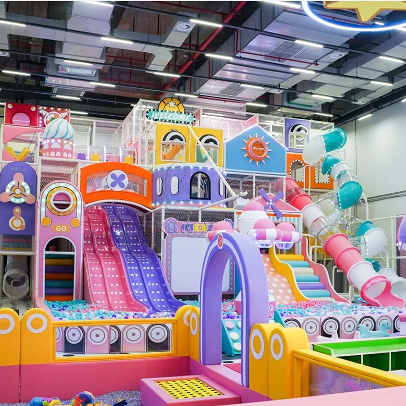 Customized Macaroon Children Play Equipment Maze Game Soft Indoor Play Equipment Kid Large Indoor Playground Equipment