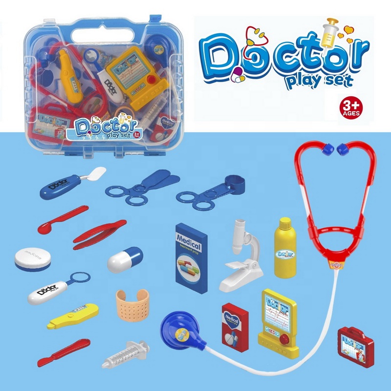 Blue Plastic Doctor Kit Toy Portable Medical Set for Kids Educational Pretend Play Role-Playing Game Medicine Cabinet Toy