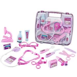 QS Portable Plastic Suitcase Children Educational Preschool Doctor Game Kit Medical Tool Box Pretend Play Toys Set Ages 2-14
