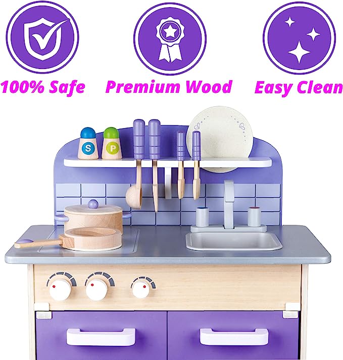Play Kitchen for Toddlers Kids Kitchen Playsets for Pretend Play With 13 Toy Kitchen Accessories