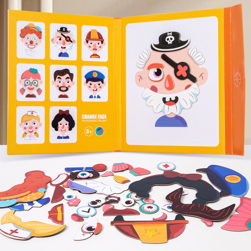 Cross-border Children's Early Education Magnetic Puzzle Toy Paper Stickers Baby Kids Career Dress-Up Princess Educational Toy