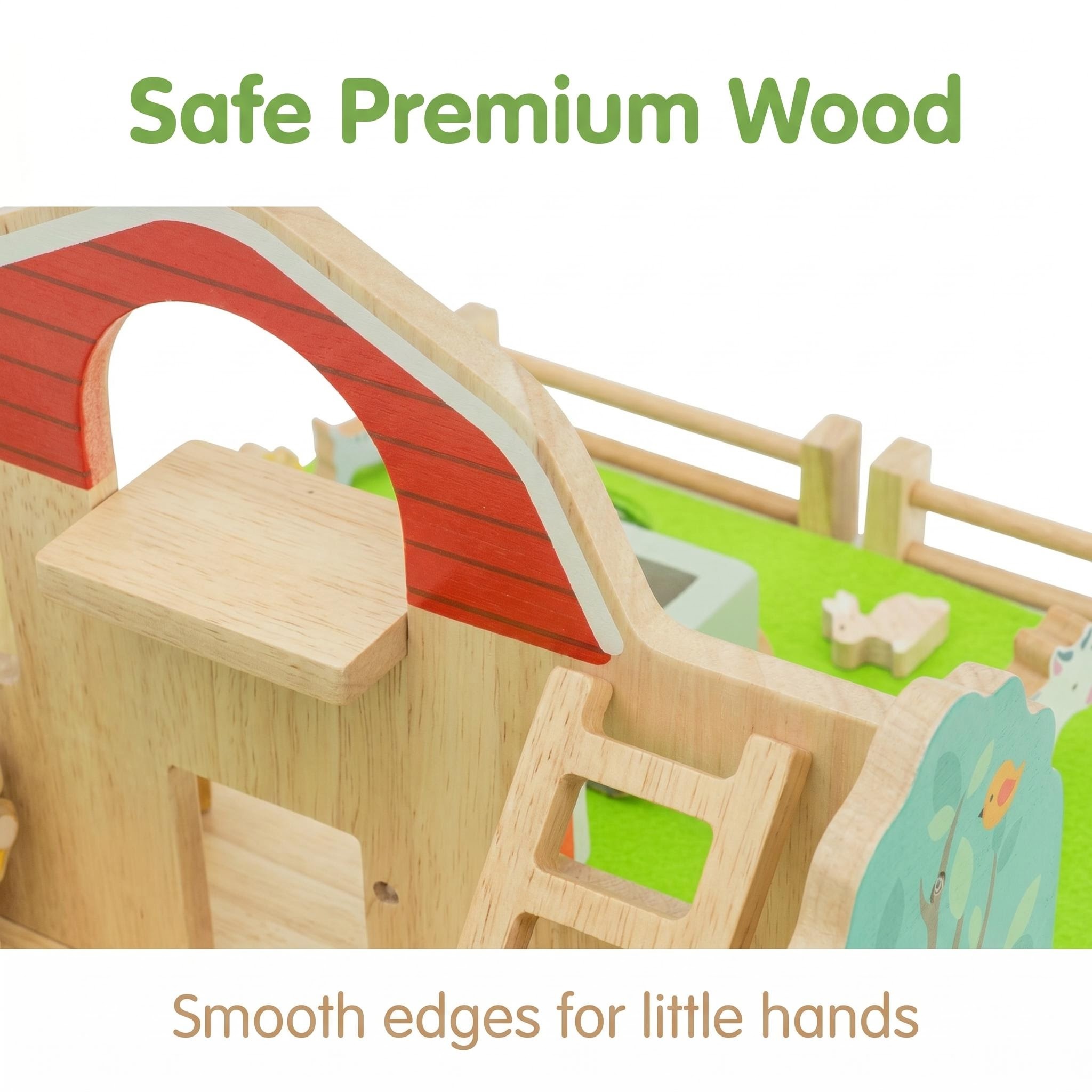 Toddler Wooden Farm Playset Portable Foldable Barn Animals Figures Pretend Play Carry Along Educational Toy for Kids