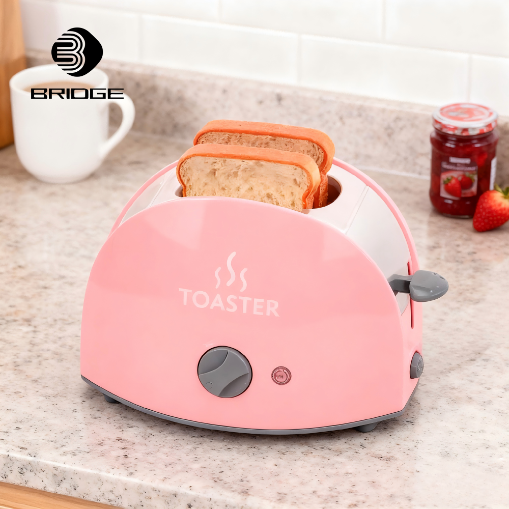 Bridge Home Plastic Kids Pretend Play Kitchen Bread Maker Toy Lights Educational Cooking Set for Toddlers Girls Boys Alkaline AA