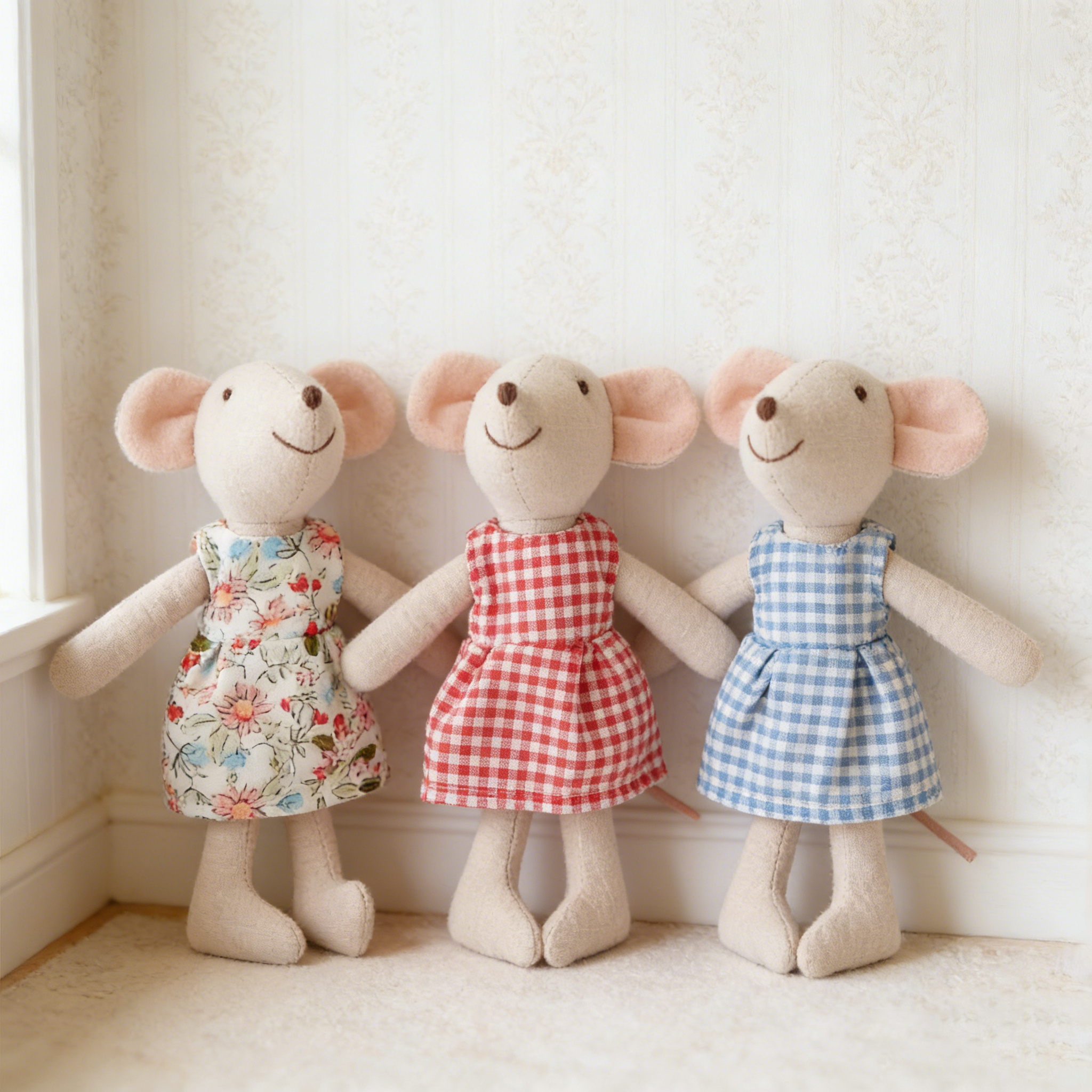 Nordic Style Mouse Hand Puppet Cotton-Linen Plush Toy for Pretend for Play &amp; Early Learning Educational Birthday Gift