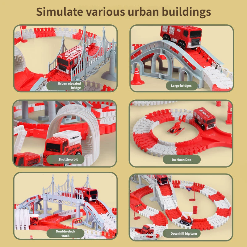 High-Demand Fire Track Vehicle Toy Slide Children Train Adventure Quest Educational Puzzle Toy for Kids Family Bonding