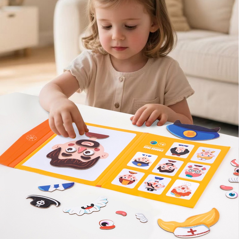 Cross-border Children's Early Education Magnetic Puzzle Toy Paper Stickers Baby Kids Career Dress-Up Princess Educational Toy