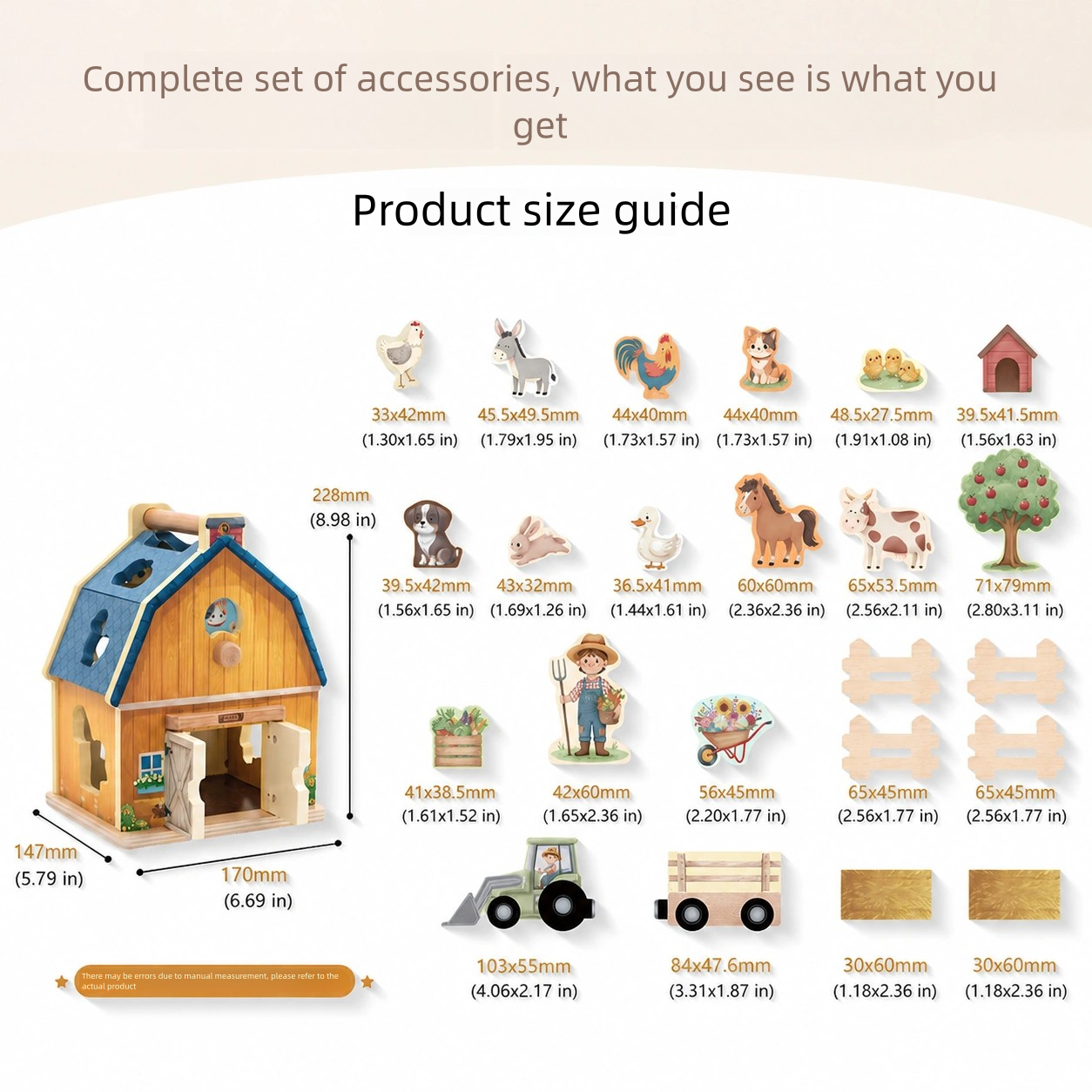 Happy Farm Wooden Scene Toy Children's Farm Assembly Pretend Play Educational Toy Animal Farm Cognition Enlightenment Gift