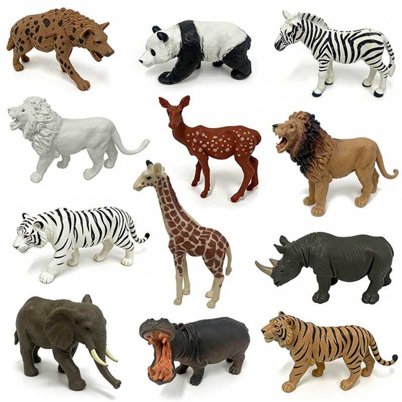 Wholesale Hollow PVC Simulation Wild Animal Statue Model Figures Mini Animal Toys Children Toy