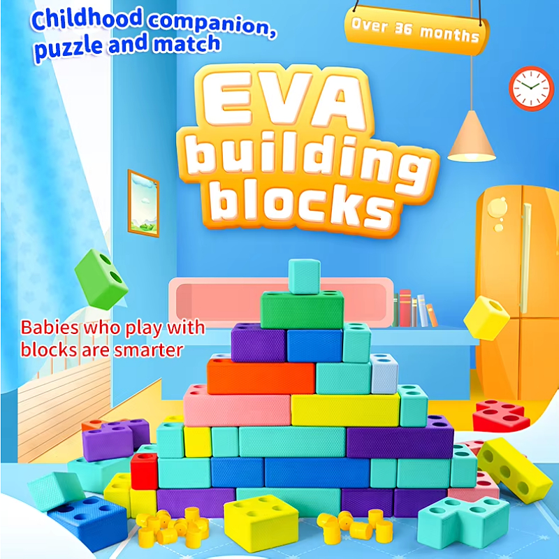 134 PCS DIY Building Jumbo EVA Foam Toys Unisex Soft Constructor Model Educational Block Set for Toy Construction