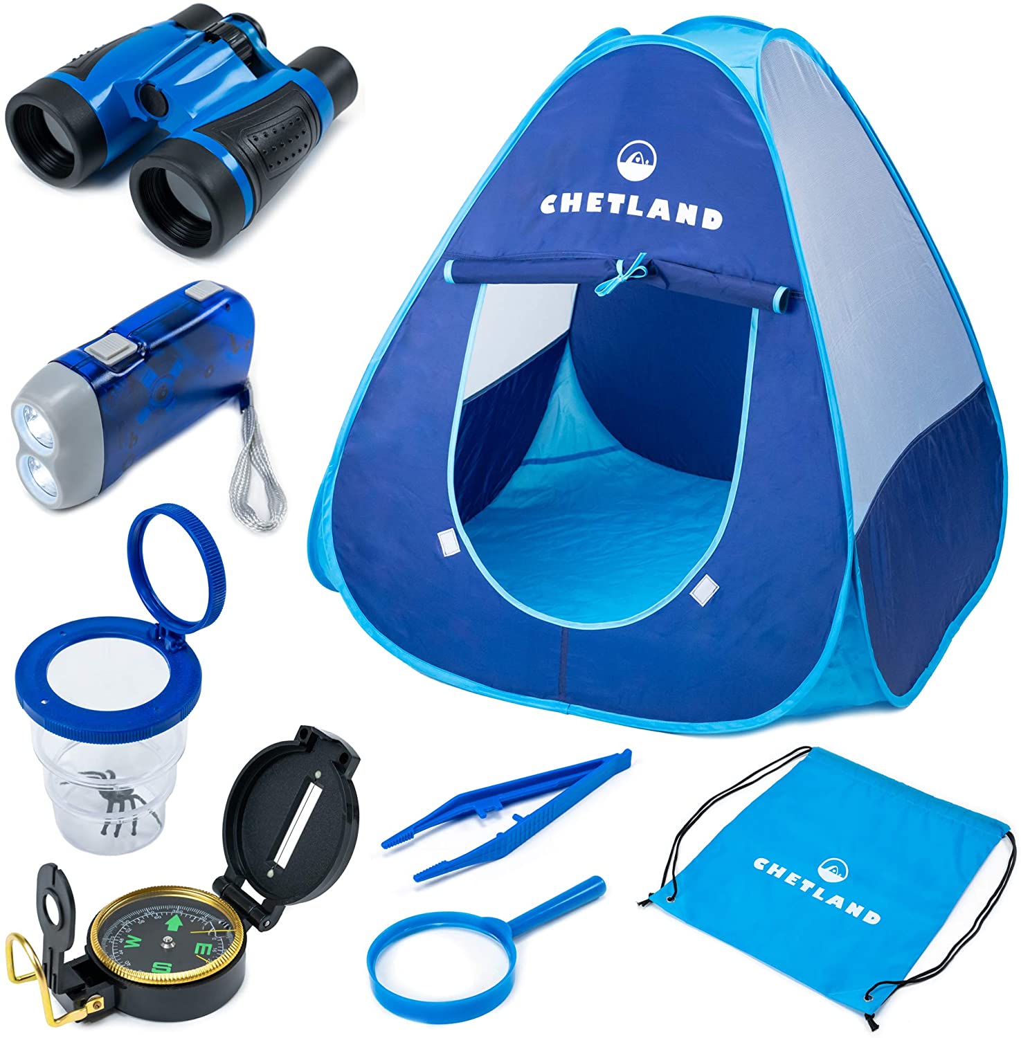 Kids Camping Set Toys Includes Pop up Play Tent, Camping Gear Tools Adventure Gift Set for Boys and Girls