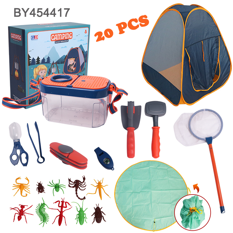 Backyard Kids Exploration and Adventure Pretend Play Kit Outdoor Camping Tents Picnic Mat Toys Set BSCI