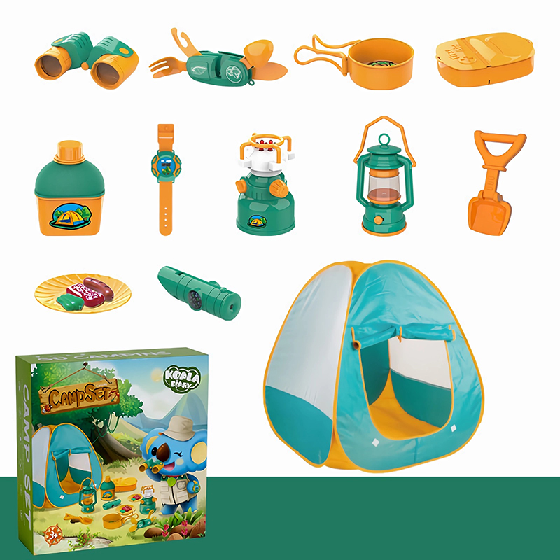 Children's Plastic Pretend Play Camping Tent Tool Set for Kids-Outdoor Adventure Toy