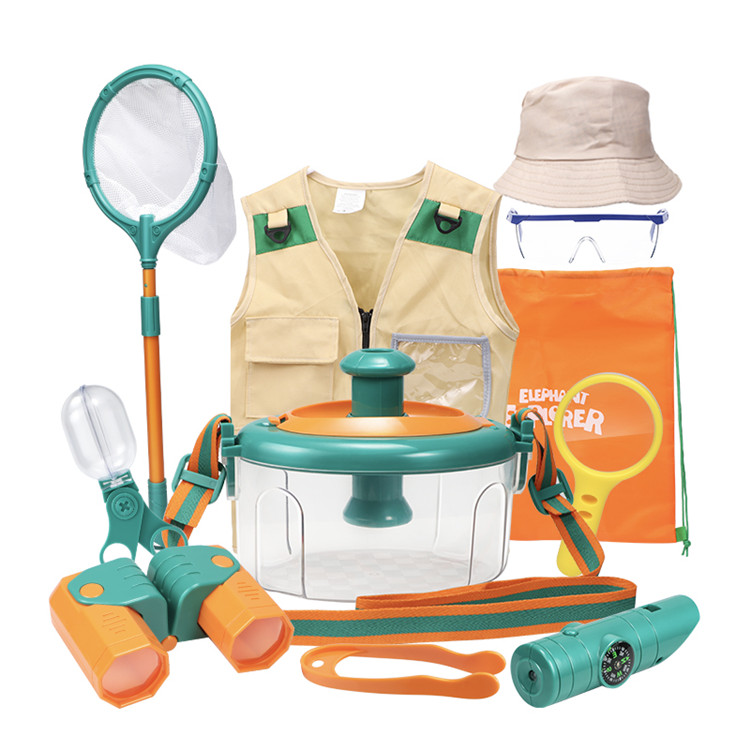 Kids Outdoor Explorer Set Educational Toy Adventure Tool Toy With Bug Catcher Kit Camping Hiking Pretend Play for Boy Girl