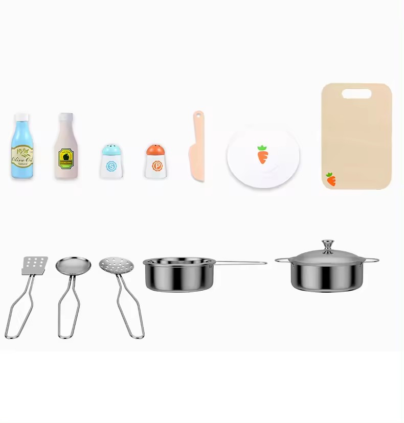 New Preschool Children's Wooden Role Play Simulation Kitchen Set Game Educational Pretend Cooking Food Gift Toys For Children CE