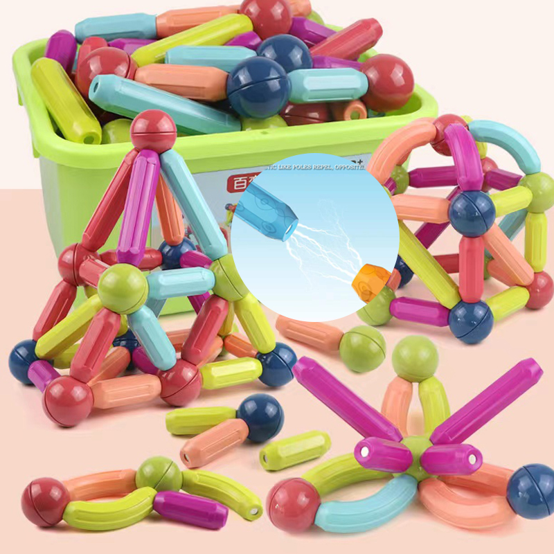 Educational Magnetic Balls&amp;Rods Diy Magnetic Toys Building Blocks Plastic Assembly Toys to Kids